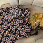 Black Floral Summer Linen Pyjama Set