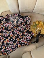 Black Floral Summer Linen Pyjama Set