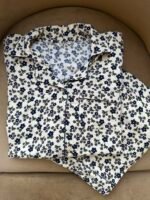 Cream and Black Mini Flower Summer Linen Pyjama Set
